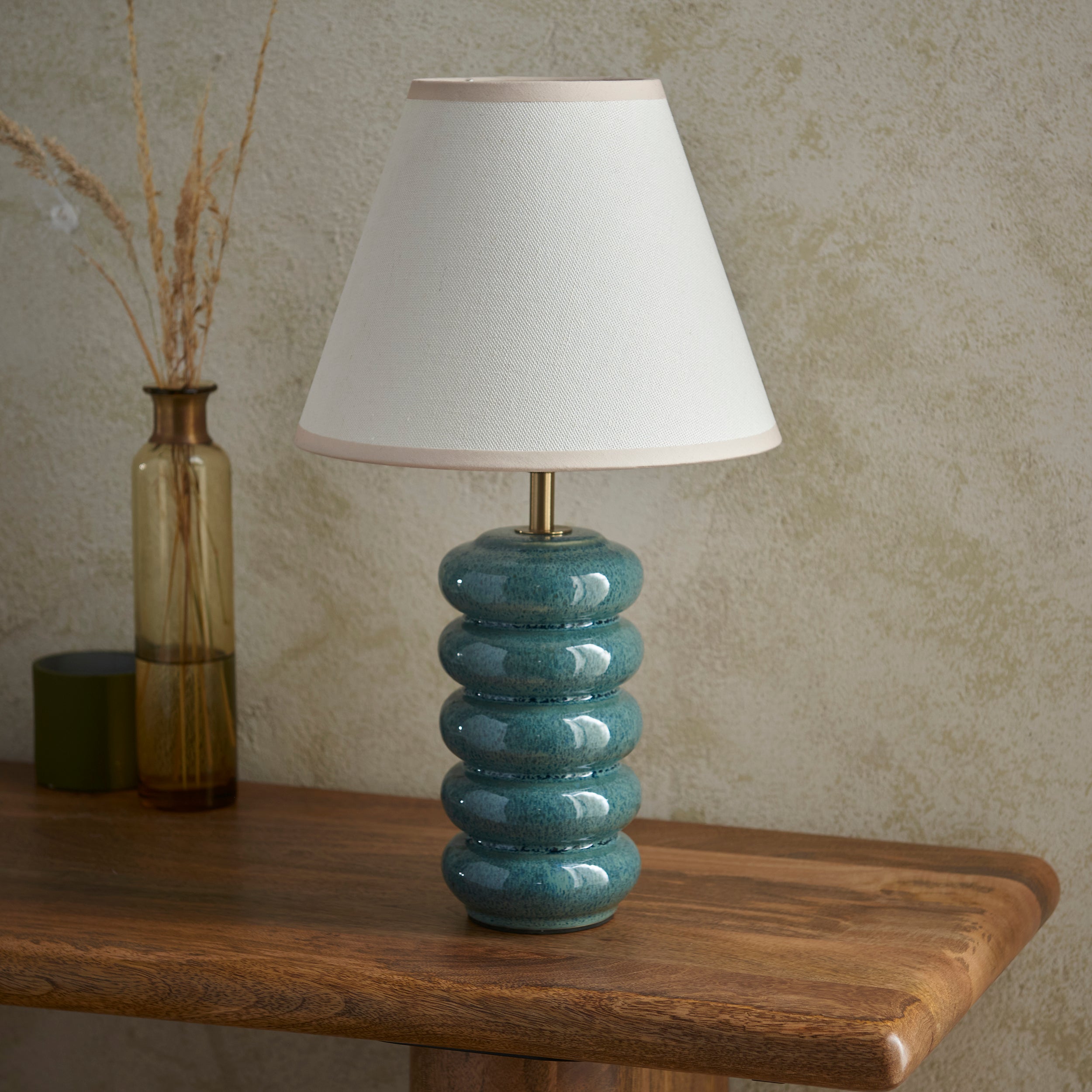 Ceramic Pebble Stack Table Lamp with White Shade - 116492 - Uneeka