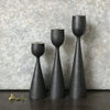 Tall Black Wood Tealight Holder - Uneeka