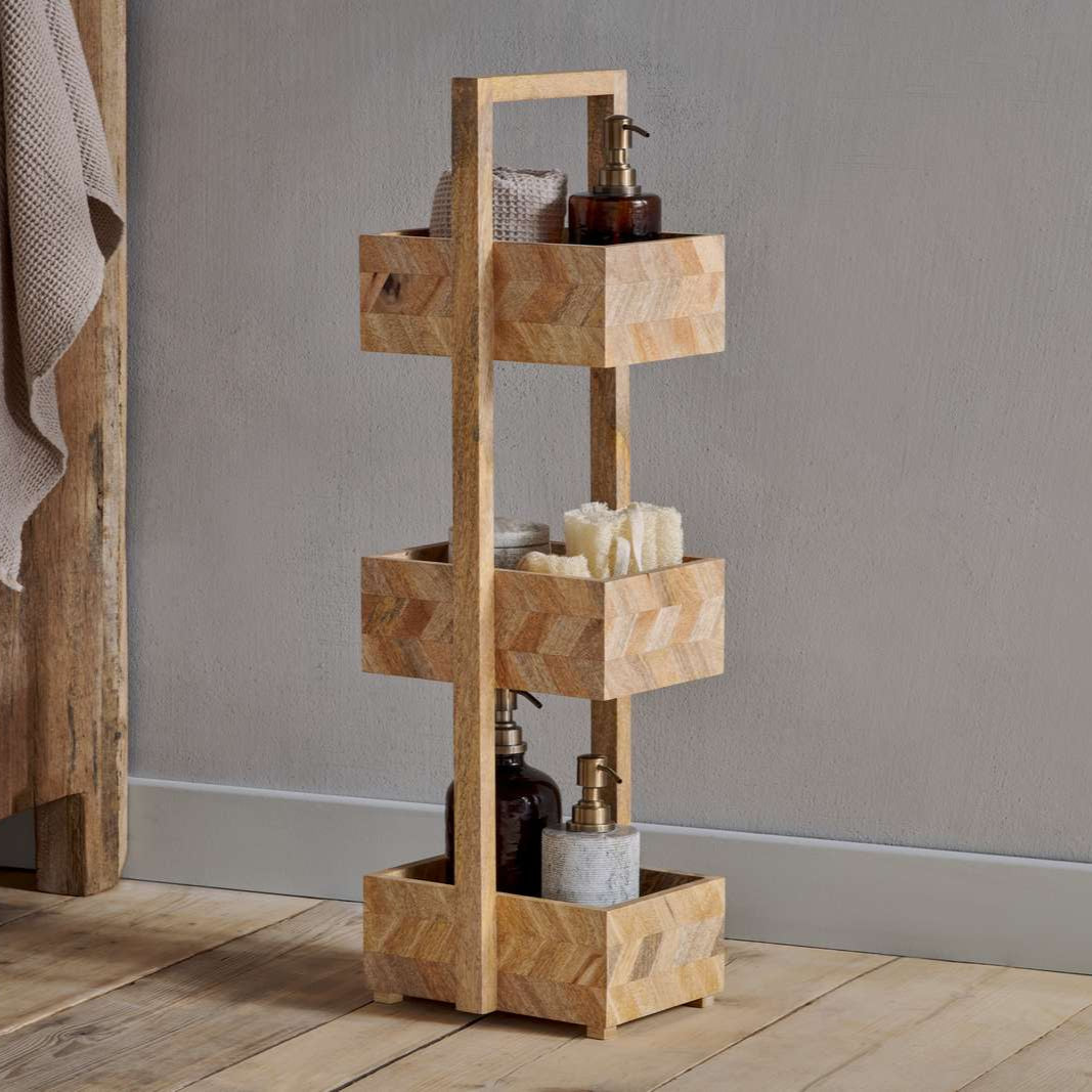 Sukha Mango Wood Bathroom Storage Caddy - SU0201 - Uneeka