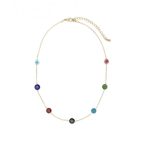 Colourful Round Murano Bead Simple Gold Chain Necklace