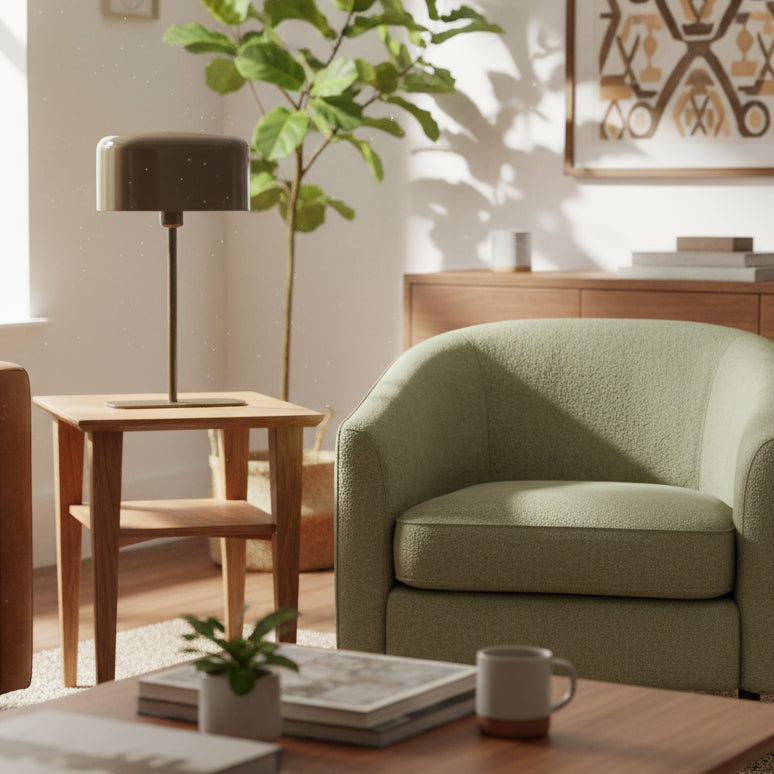 Shiny Dark Brown Retro Table Lamp Uneeka