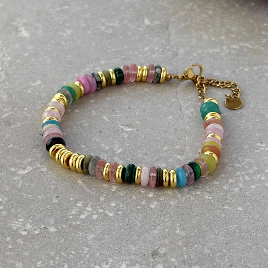 Stone & Gold Bead Bracelet - BR012-M - Uneeka