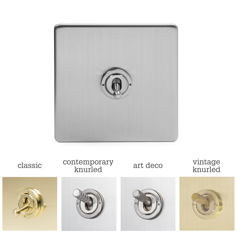 Soho Lighting 1 Gang 2 Way Toggle Switch Brushed Chrome Screwless Finish Toggle Options Uneeka