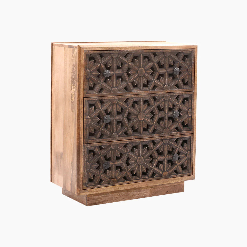 Three Drawer Cut Out Chest Of Drawers - BACD00002A - Uneeka
