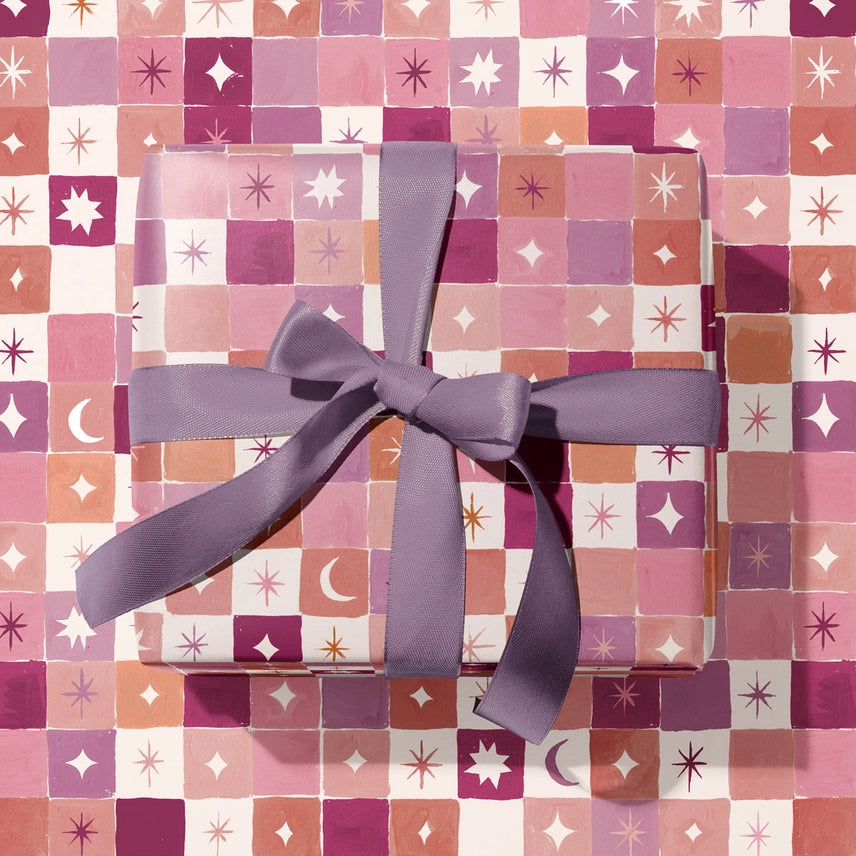 Celestial Check Gift Wrap - DPW04 - Uneeka