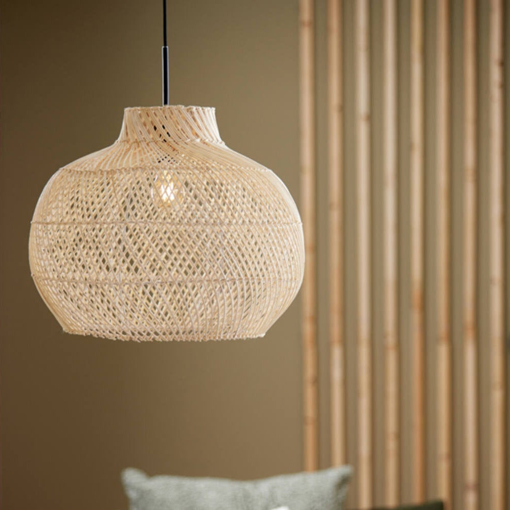 Round Rattan Hanging Lamp - 2960330 CHARITA - Uneeka