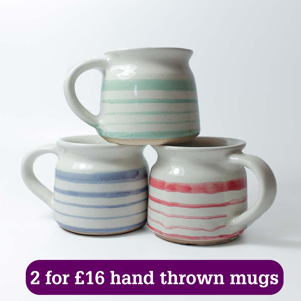Hand Thrown Striped Mug 2 for 16 hand thrown mugs