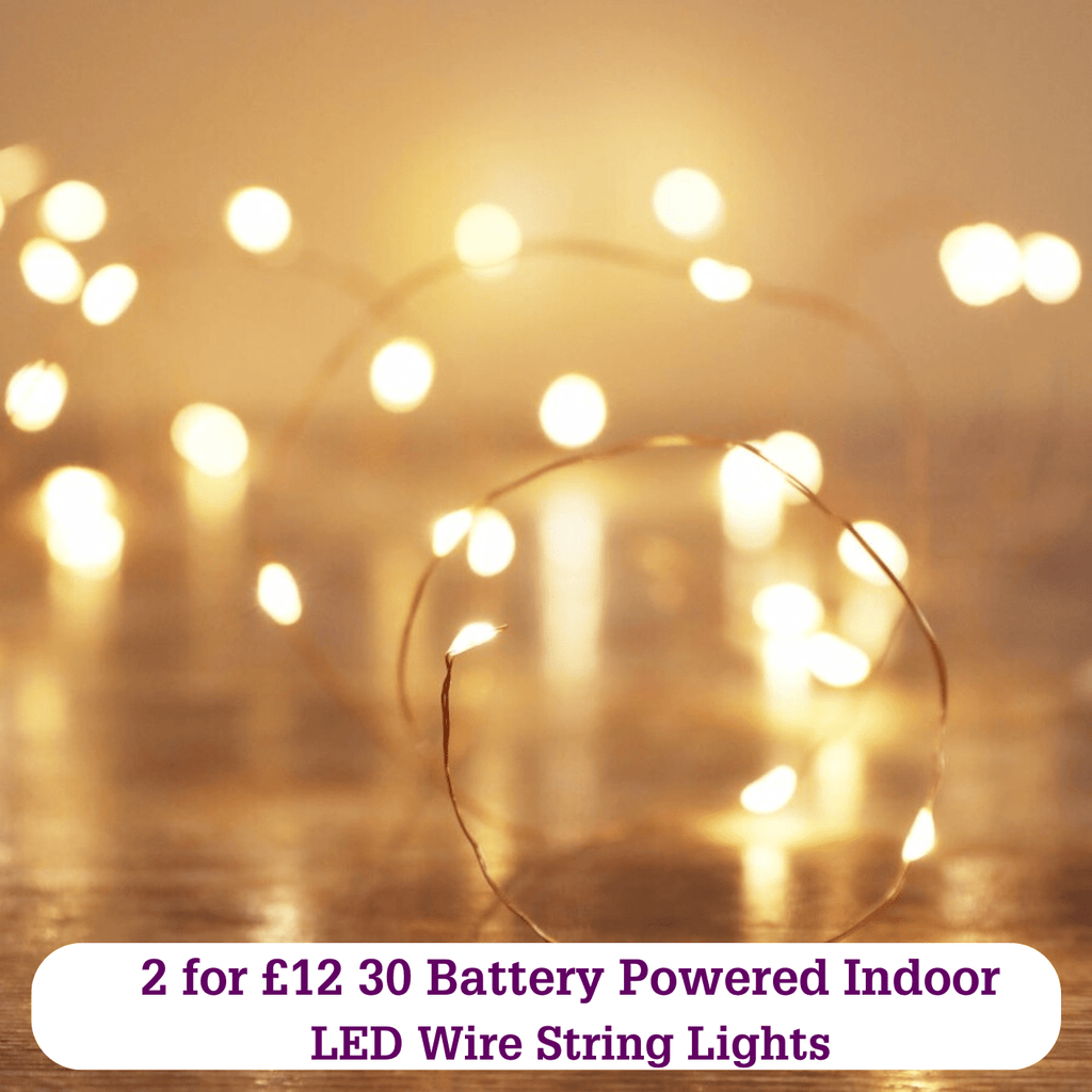 30 Battery Powered Indoor LED Wire String Lights - 18250 - Uneeka