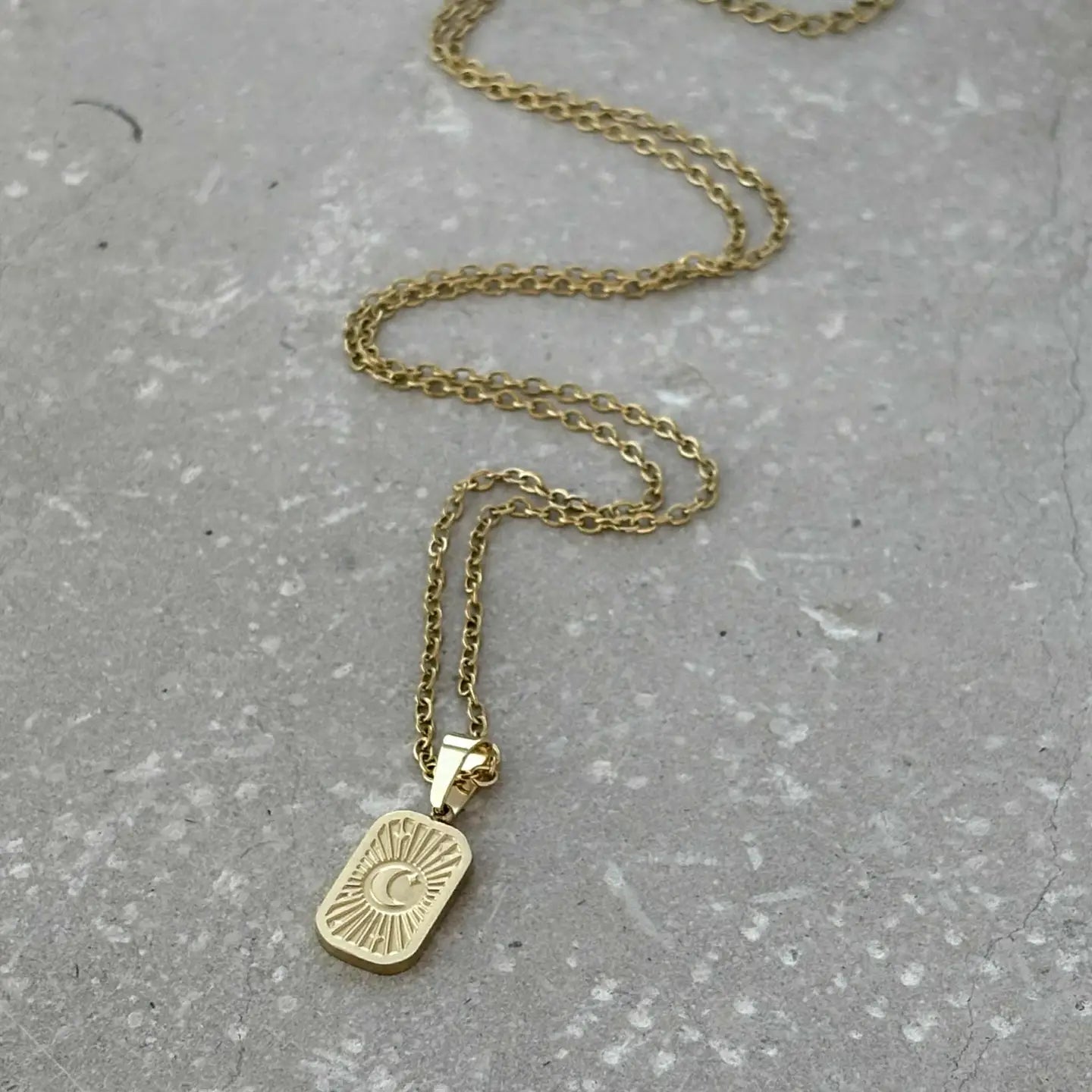 Gold Moon & Stars Pendant Necklace - NCK015 - Uneeka