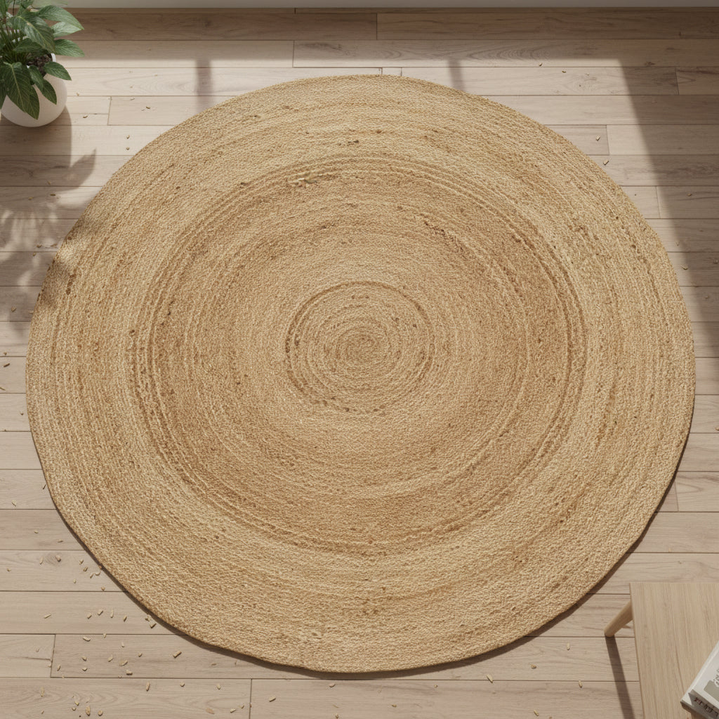 Natural Round Braided Jute Rug - 4200RND - Uneeka