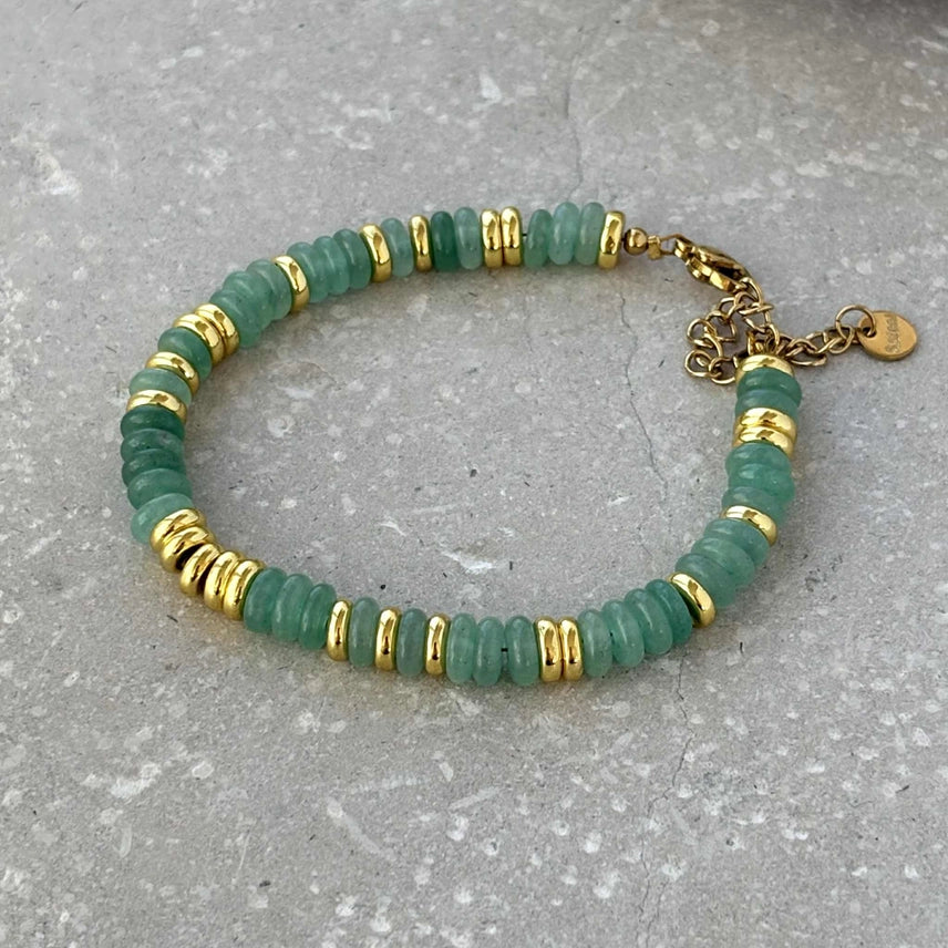 Stone & Gold Bead Bracelet - BR012-G - Uneeka