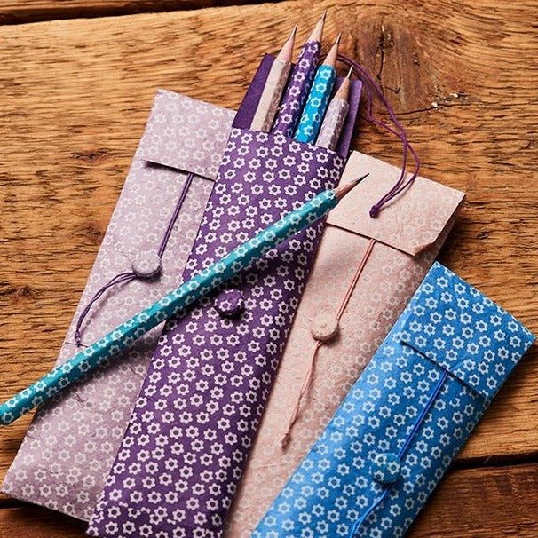 5 Lokta Paper Flower Pencils - PENCIL1 - Uneeka