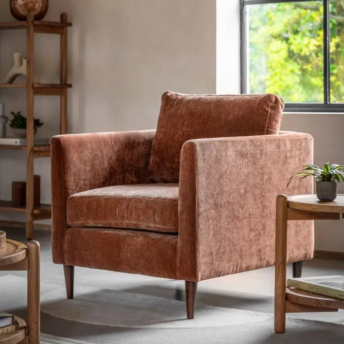 Textured Fabric Rust Armchair - 5056693530800 Gateford Rust - Uneeka
