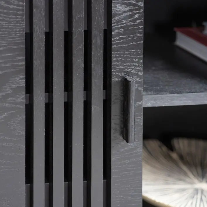 Matt Black Oak Veneer Sideboard - 5059413685668 Holsen - Uneeka