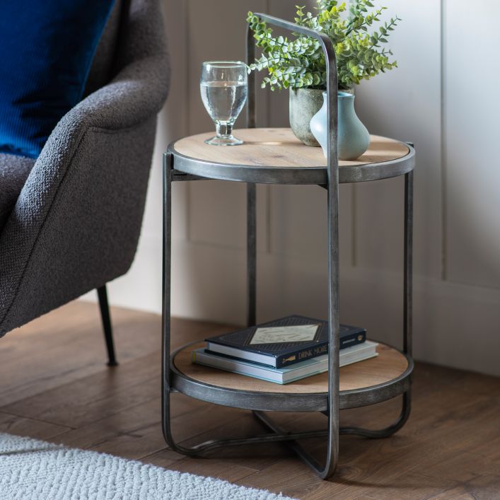 Iron & Fir Veneer Side Table - 5059413686740 Dunley - Uneeka