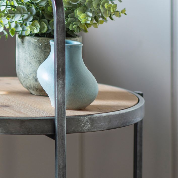 Iron & Fir Veneer Side Table - 5059413686740 Dunley - Uneeka