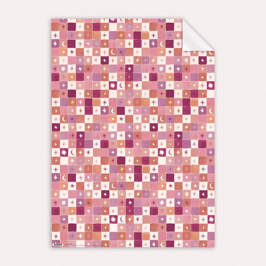 Celestial Check Gift Wrap - DPW04 - Uneeka