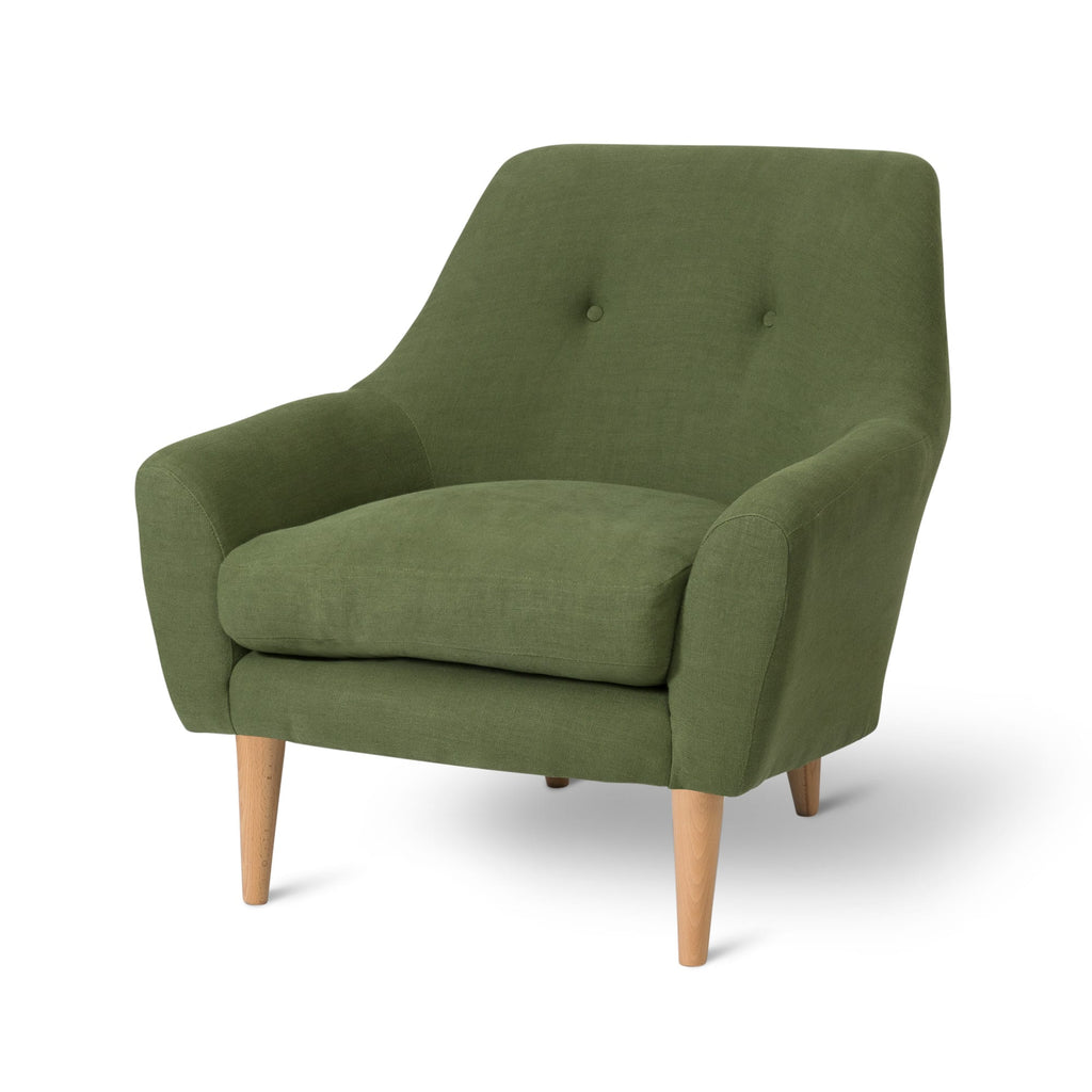 Hepburn Armchair Upholstered Fabric Sofa - Made To Order angled side view