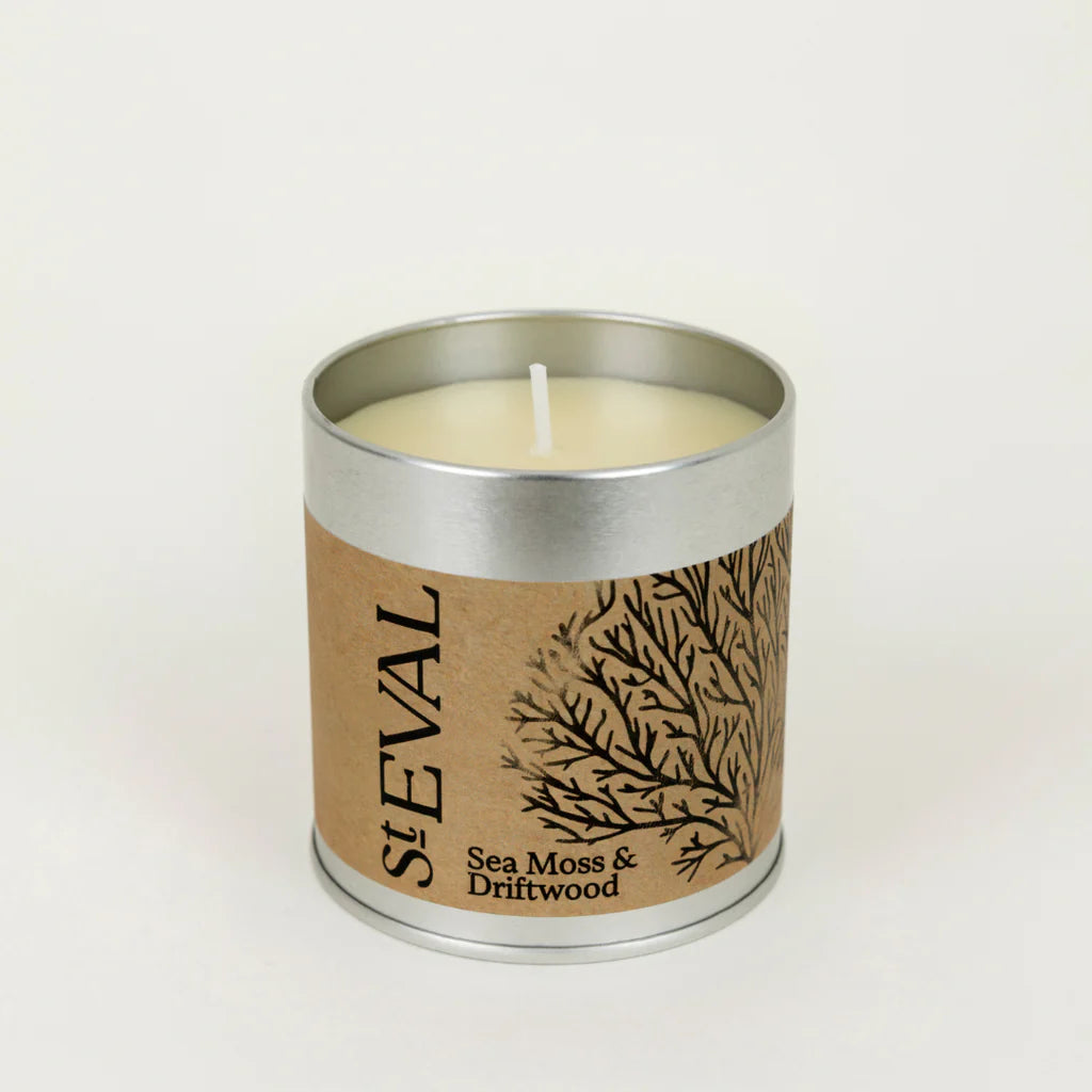 St Eval Tin Candle Sea Moss & Driftwood - F01385 - Uneeka