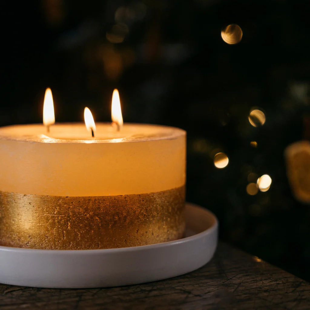 Gold Half Dipped Multiwick Candle Ivory Inspiritus - F00443 - Uneeka