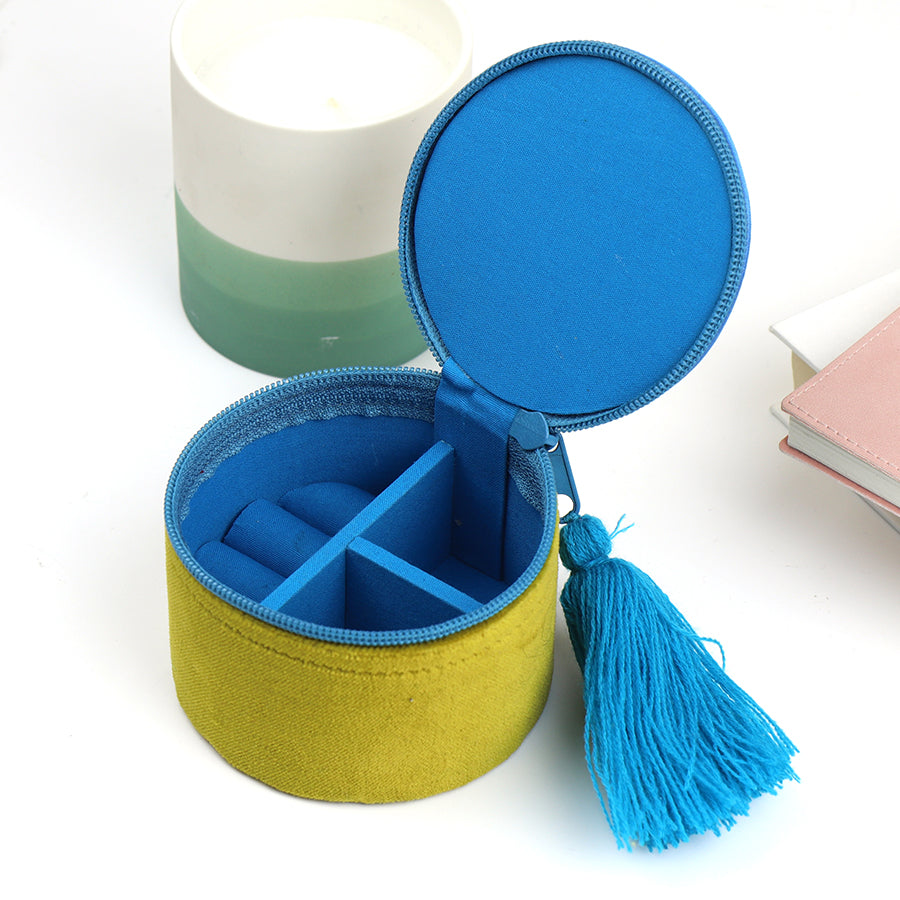 Small Embroidered Green Velvet Jewellery Box With Tassel - 81571 - Uneeka