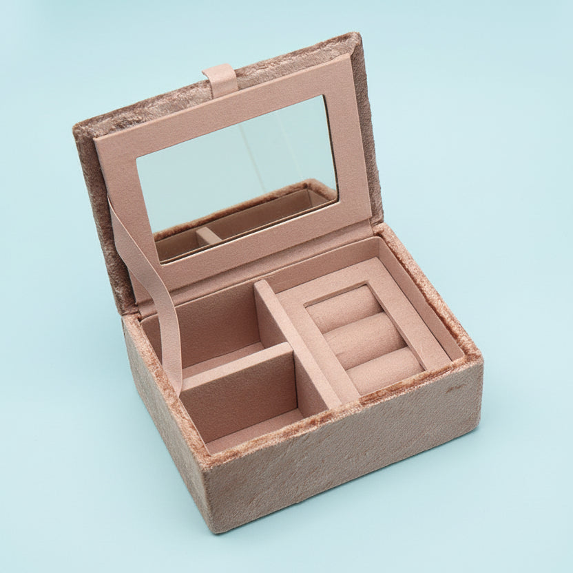 Embroidered Dormouse Rectangular Velvet Jewellery Box - 81717 - Uneeka