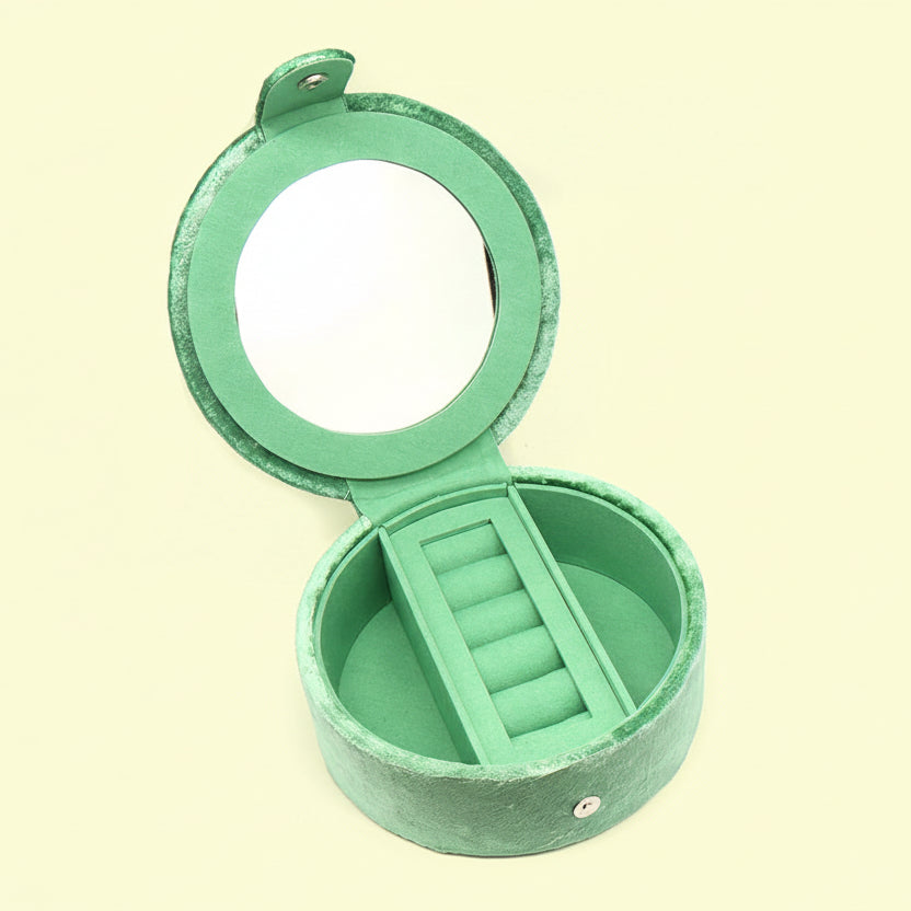 Embroidered Floral Badger Round Velvet Jewellery Box - 81724 - Uneeka