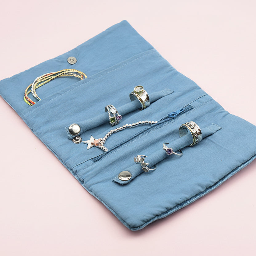 Embroidered Robin Velvet Jewellery Roll - 81728 - Uneeka