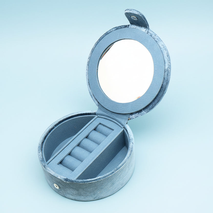 Embellished Robin Round Velvet Jewellery Box - 81730 - Uneeka