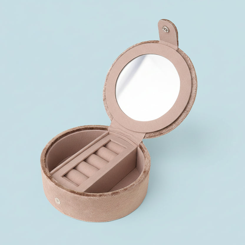 Embroidered Pheasant Round Velvet Jewellery Box - 81748 - Uneeka