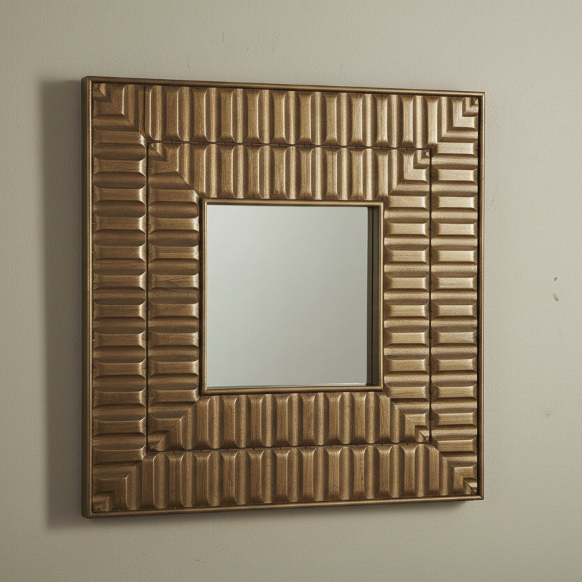 Square Carved Tile Design Mirror - 2857W - Uneeka