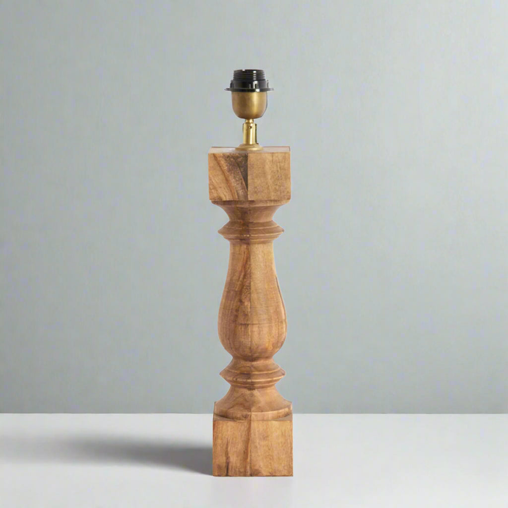 Carved Mango Wood Table Lamp Base - 7035083 - Uneeka