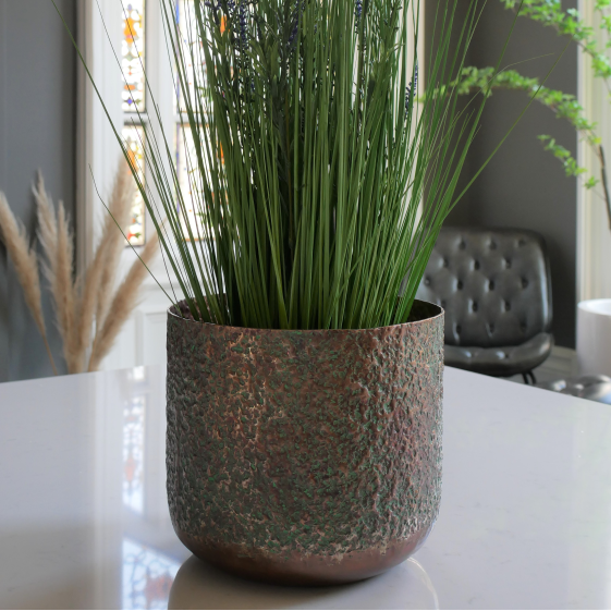 Dappled Texture Copper Finish Planter - 8803 - Uneeka