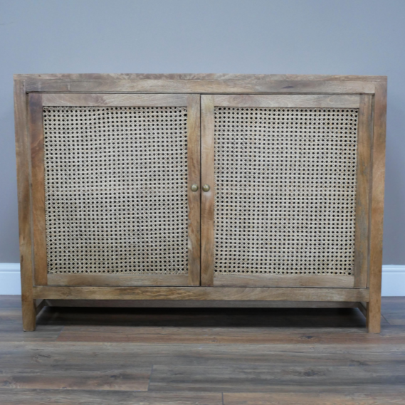 Acacia Wood & Rattan Cabinet - 8969 - Uneeka