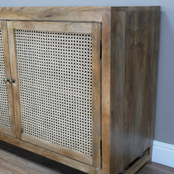 Acacia Wood & Rattan Cabinet - 8969 - Uneeka
