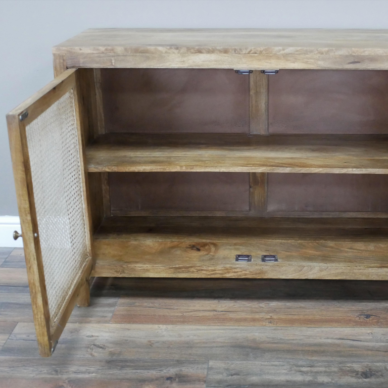 Acacia Wood & Rattan Cabinet - 8969 - Uneeka