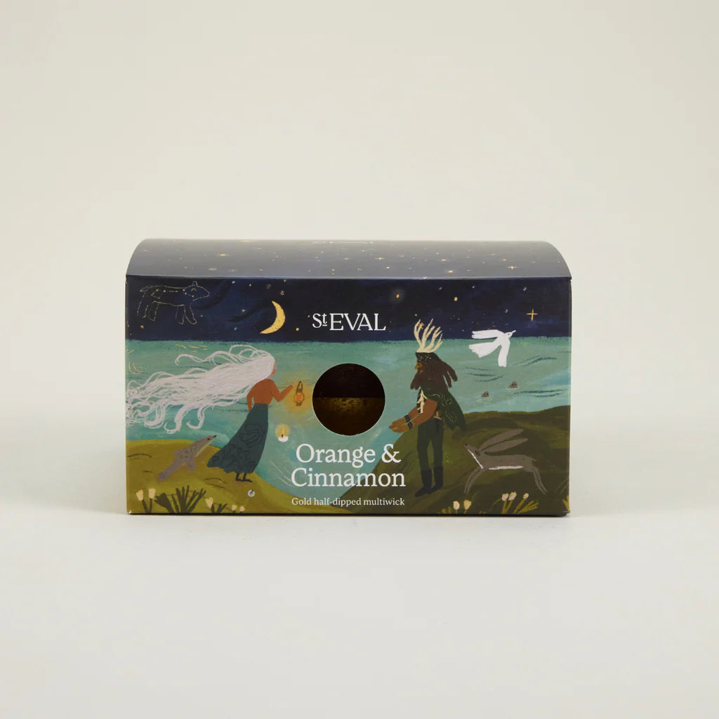 Gold Half Dipped Multiwick Candle Orange & Cinnamon - F00525 - Uneeka