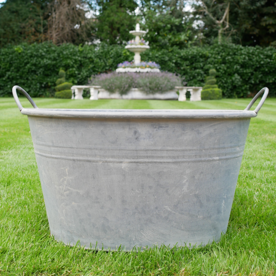 Large Metal Tub Planter With Handles - 9480 - Uneeka
