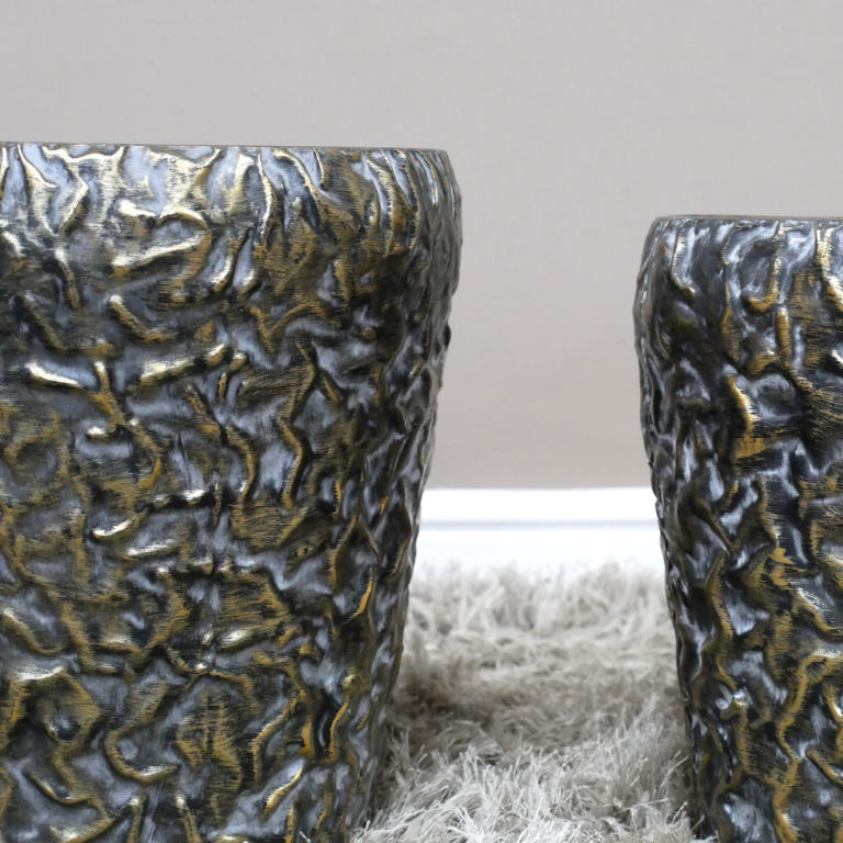 Multi Tone Brass Embossed Planter - 9790 - Uneeka