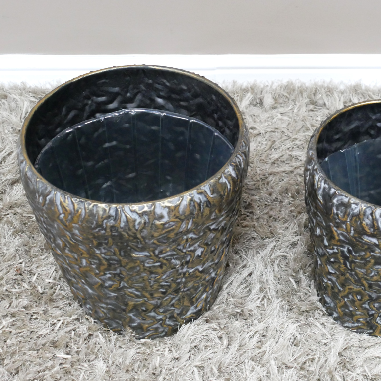 Multi Tone Brass Embossed Planter - 9790 - Uneeka