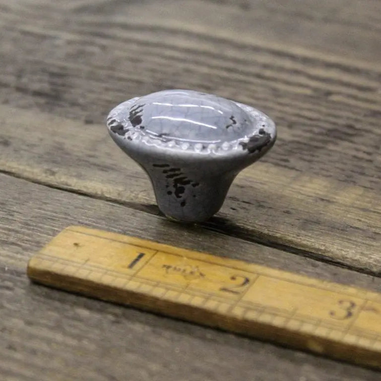 Oval Grey Crackle Glaze Ceramic Furniture Knob - A119.KA - Uneeka