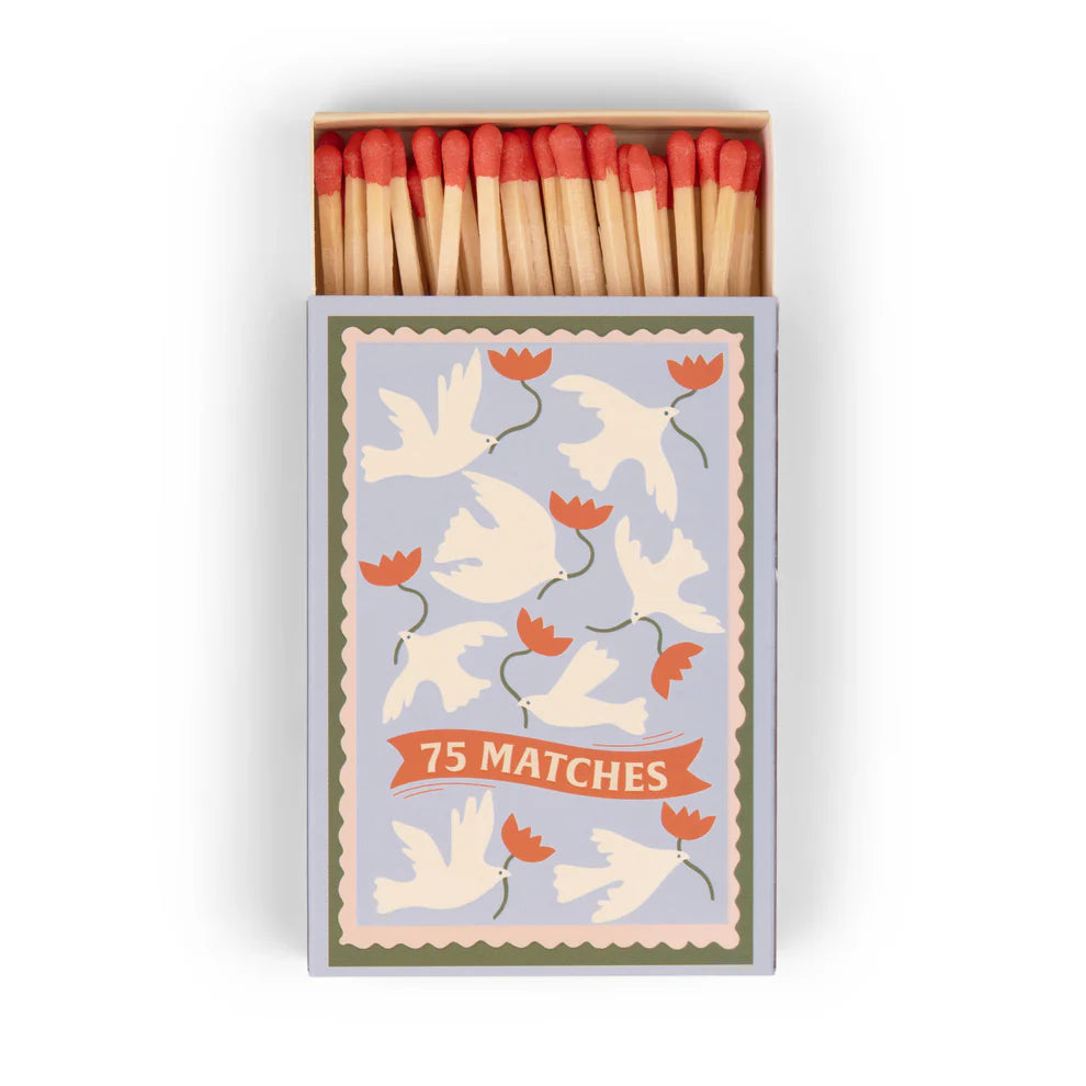 Matches Double Box Dove Box of Matches | 75 Safety Matches with Floral Design | Uneeka