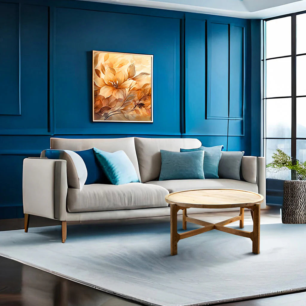 Acacia Wood Natural Finish Round Coffee Table