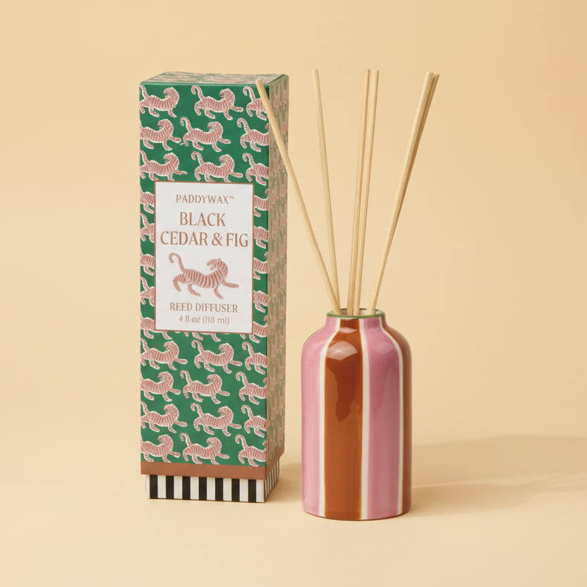 Ceramic Hand Painted Diffuser Black Cedar & Fig - ADDF0404EU - Uneeka