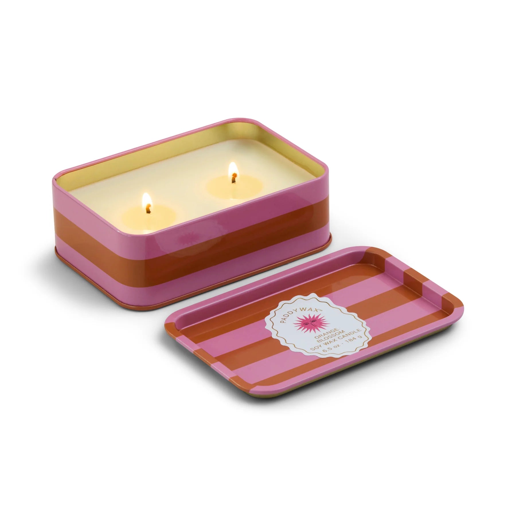 Two Wick Patterned Tin Candle Orange Blossom - ADO0605EU - Uneeka