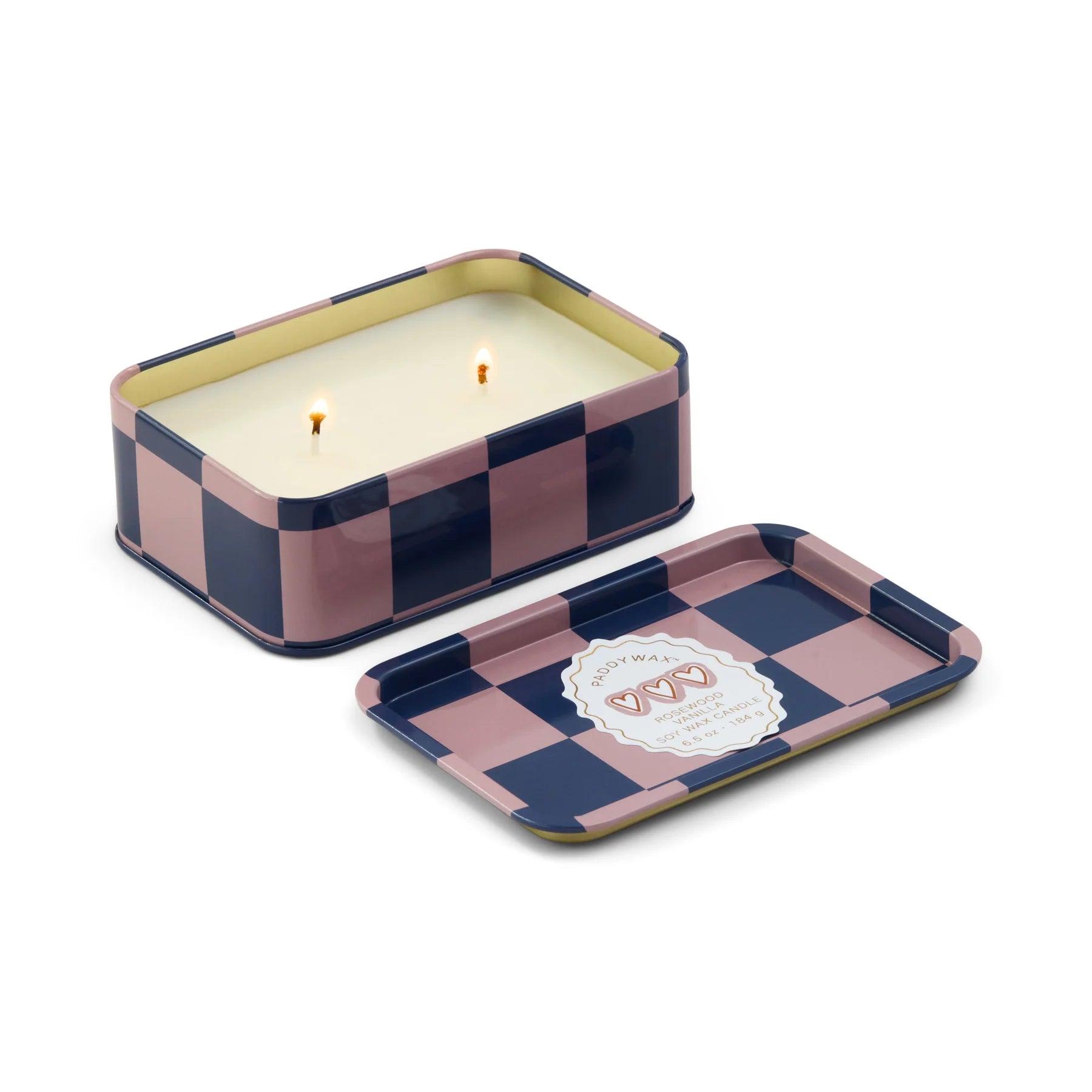 Two Wick Patterned Tin Candle Rosewood Vanilla - ADO0606EU - Uneeka
