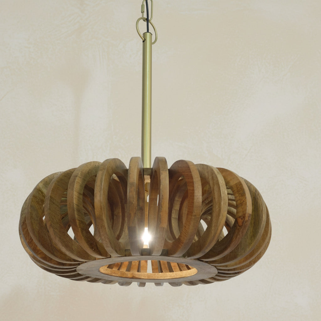 Mango Wood Ring Saucer Pendant -  2814A - Uneeka