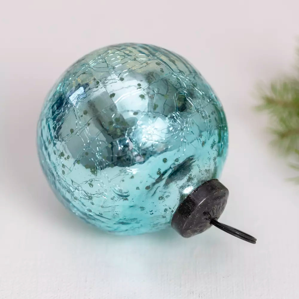 Turquoise Crackle Finish Bauble Decoration - ANC25266 - Uneeka