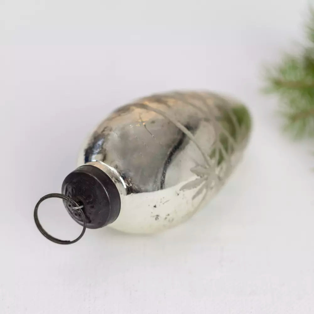 Silver Etched Cone Bauble - ANC25270 - Uneeka