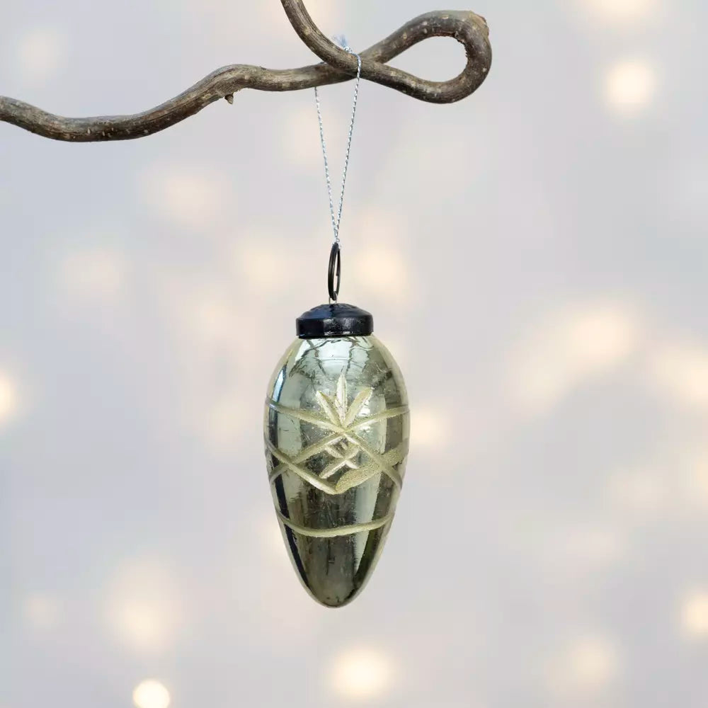 Gold Etched Cone Bauble - ANC25271 - Uneeka